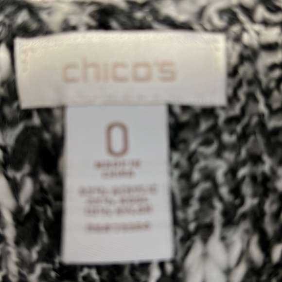 Chicos Black White Marled Fringe Vest Open Long Knit Sweater Cardigan Duster S - Picture 11 of 14